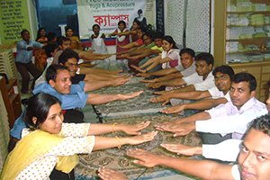 A glimpse of Free Yoga Session at Campus Auditorium.